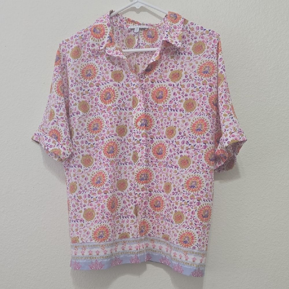 Maison d'Amelie Paris Floral Button-Down Shirt in Pink M